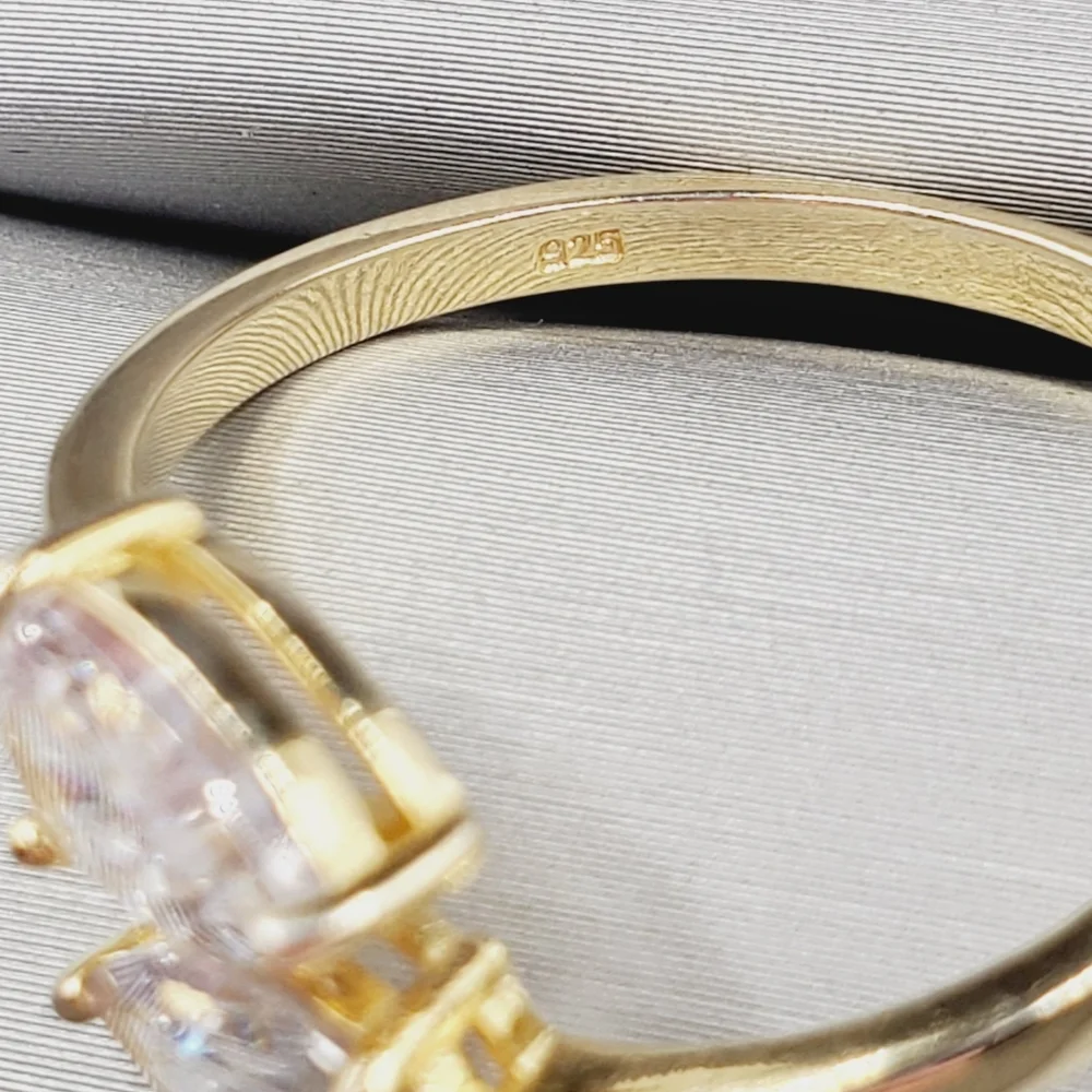 Pear Cut Bypass Ring | 925 Yellow Gold Plated Sterling Silver